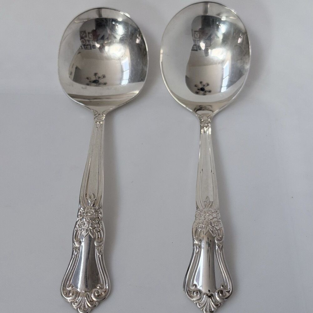 2pc Oneida Valley Rose Silverplat Cream Ladles 6 1/2” WmA Rogers 1956
